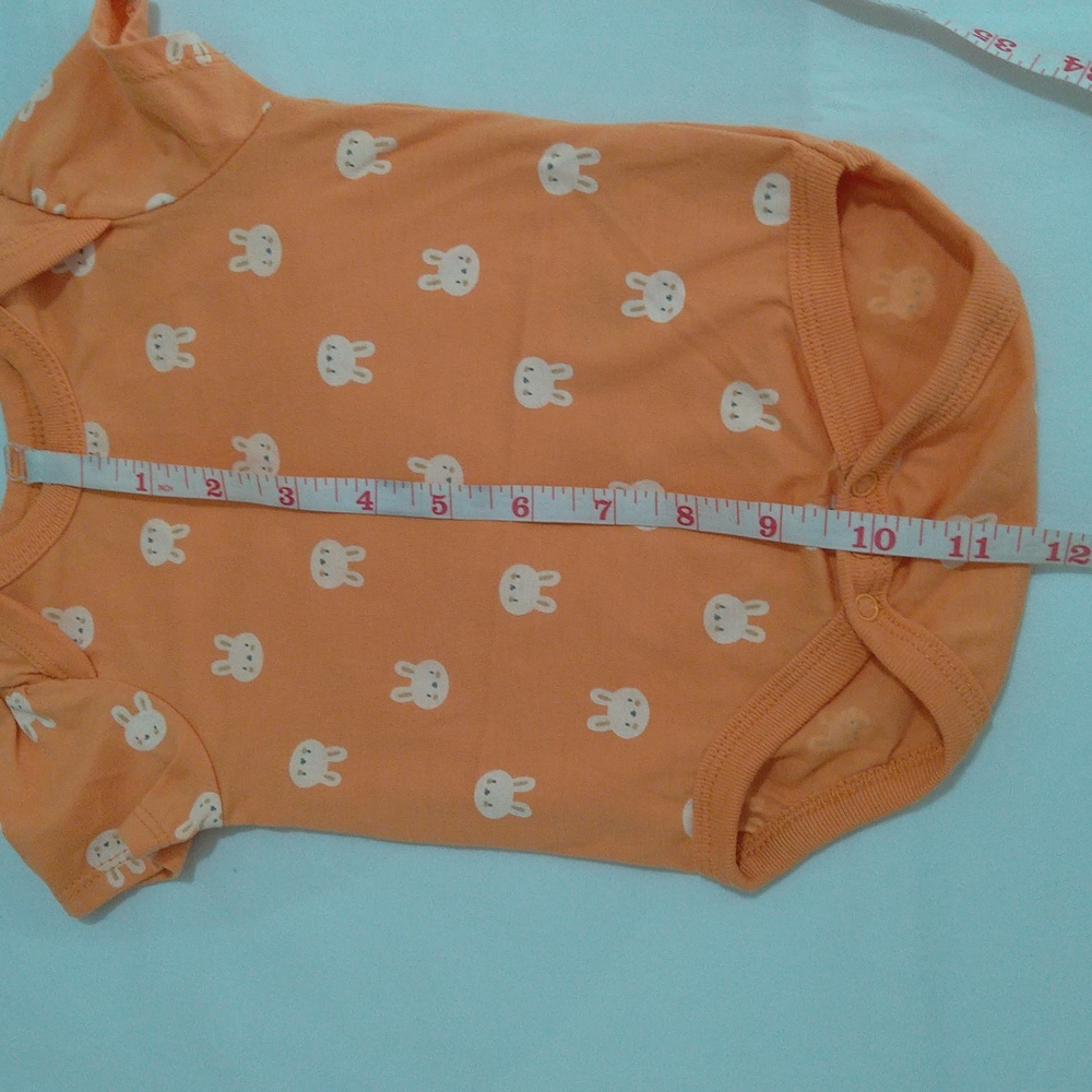 Sterling Cute Baby Girl Bunny Print 2 Bundle Bodysuits in Orange and Cream Set - Picture 12 of 12